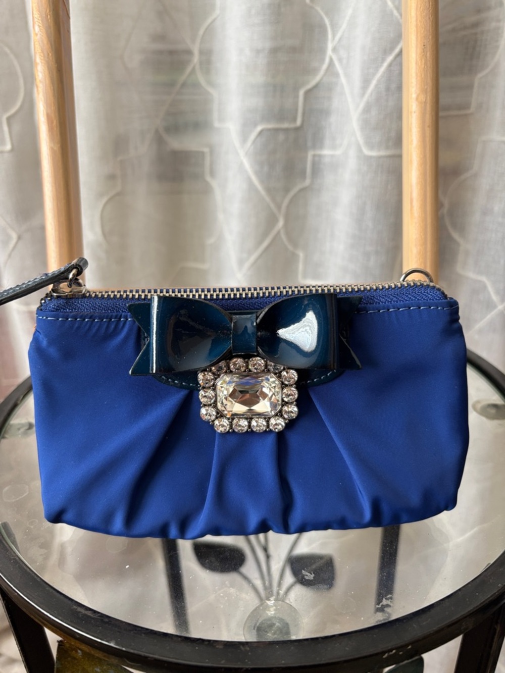 Retired MFIL Mini Bow Crossbody with Crystal Accent & Chain Strap —Brighton